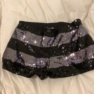 Sequin Zip Up Shorts